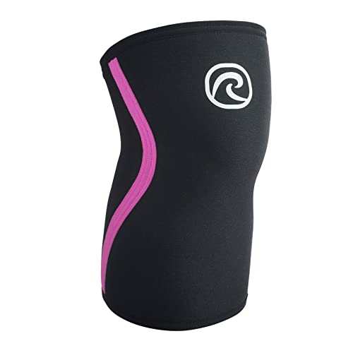 Rehband Kniebandage für Kraftsport & Fitness - Kniebandage 7mm Neopren, flexibel & rutschfest, Knee Sleeve für Männer & Damen, Farbe:Schwarz/Pink, Größe:S von Rehband