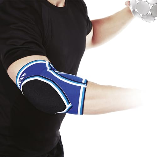 Rehband PRN Ellenbogenbandage, 1 Stück oder 1 Paar, Ellbogenpolster, Handballpolster, Neopren Ellbogenschoner für Handball und Volleyball, Farbe:Blau, Größe:XXL von Rehband