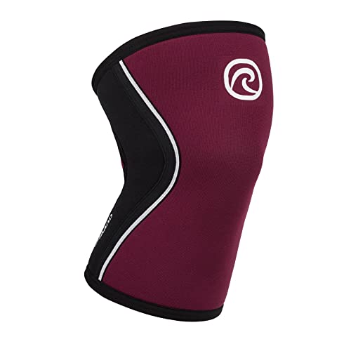 Rehband Kniebandage Kraftsport, Kniestütze für Cross Fit & schweres Training, Knee Sleeve aus 5 mm Neopren, in vielen Farben & Größen, Unisex, Farbe:Burgundy, Größe:M von Rehband