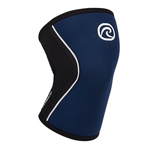 Rehband Kniebandage Kraftsport, Kniestütze für Cross Fit & schweres Training, Knee Sleeve aus 5 mm Neopren, in vielen Farben & Größen, Unisex, Farbe:Navy, Größe:XS von Rehband