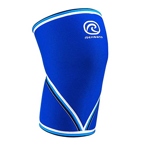 Rehband V-Kniebandage für Kraftsport 7mm aus SBR/Neopren, wettkampfgeeignet Powerlifting Bandage, Knee Sleeves Gym, Crossfit, Fitness & Gewichtheben, Farbe:Blau, Größe:XXL von Rehband