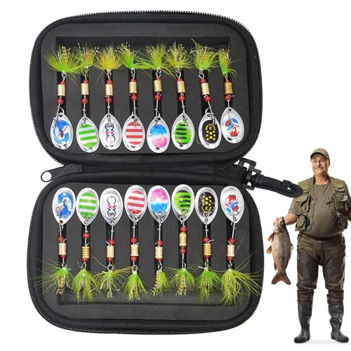 Spinner-Köder,Bass-Spinner-Köder,Forellen-Zanderköder 16X - Spinner-Angelköder-Set, Spinnerbait-Jigs, Löffelköder für Barsch-Zander-Forelle, Süßwasser, Salzwasser von Rehmanniae