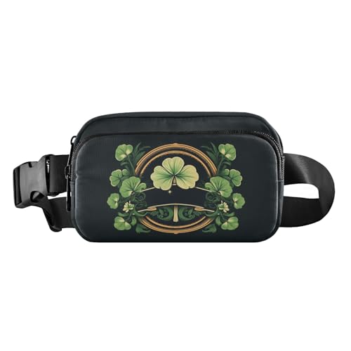 Cartoon-Glücksklee-Bauchtasche für Damen und Herren, Crossbody-Taillenbeutel mit verstellbarem Gurt, Gürteltasche für Reisen, Workout, Wandern, mehrfarbig, Einheitsgröße von Reiacy