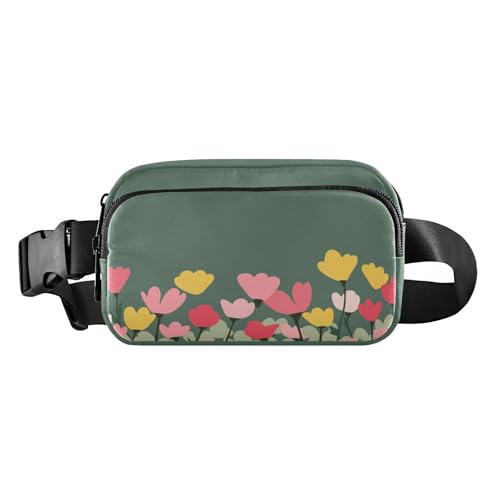 Einfache Gürteltasche mit Frühlingsblumen, für Damen und Herren, Crossbody-Taillenbeutel mit verstellbarem Riemen, Gürteltasche für Reisen, Workout, Wandern, mehrfarbig, Einheitsgröße von Reiacy