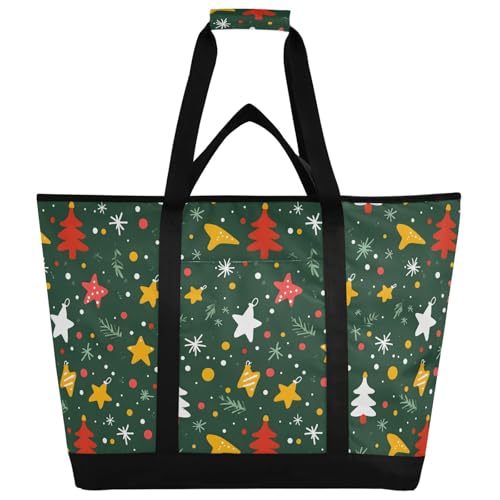 Isolierte Kühltasche mit Cartoon-Weihnachtsmotiven, wiederverwendbare Einkaufstaschen mit Reißverschluss, tragbare große Kühltasche für Reisen oder Camping von Reiacy