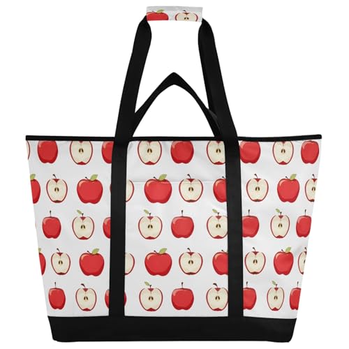 Red Apples Isolierte Kühltasche, wiederverwendbare Einkaufstaschen mit Reißverschluss, tragbare große Kühltasche für Reisen oder Camping von Reiacy