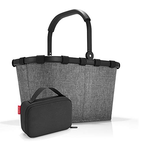 Set carrybag BK, thermocase OY, SBKOY Einkaufskorb mit Kleiner K?hltasche, Twist Silver + Black (70527003) von reisenthel