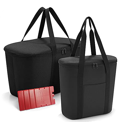 Set aus reisenthel coolerbag (20L) + reisenthel thermoshopper (15L) mit Kühlakku - 2 Kühltaschen mit Kühlakku, Black von reisenthel