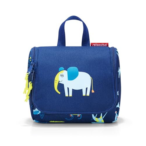 reisenthel toiletbag S Kids IO4066 ABC Friends Blue Kulturbeutel f?r Kinder mit 1,5l Volumen Aufklappbar mit Haken zum Aufh?ngen Mit Namensschild innen B 18,5 x H 16 x T 7 cm von reisenthel