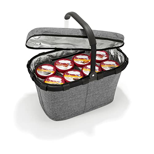 reisenthel carrybag iso twist silver – Stabiler Einkaufskorb mit Kühlfunktion – Elegantes und wasserabweisendes Design mit verschließbarem Deckel von reisenthel