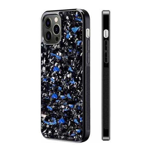 Forged Carbon Fiber Phone Case, Real Forged Carbon Fiber for iPhone 15 14 13 12 Pro Max, Ultra-Thin Magnetic Shockproof Protective Cover, Support Wireless Charging (for iPhone 12,Blue) von Rejckims