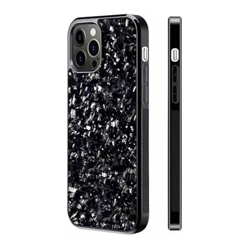 Forged Carbon Fiber Phone Case, Real Forged Carbon Fiber for iPhone 15 14 13 12 Pro Max, Ultra-Thin Magnetic Shockproof Protective Cover, Support Wireless Charging (for iPhone 12,Silver) von Rejckims