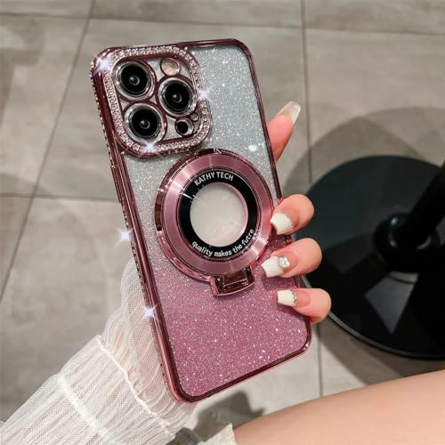 Glitter Diamond Magnetic Ring Holder Case for iPhone, Glitter Diamond Magnetic Ring Holder Case for iPhone 15 Pro Max (Pink,for iPhone 13) von Rejckims