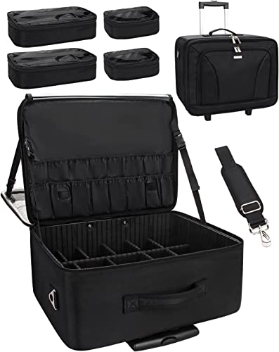 45 cm Roll-Make-up-Zugkoffer, extra großer Kosmetik-Organizer, Trolley, professionelle Make-up-Künstlertasche, tragbare Reise-Make-up-Box, Beauty-Koffer auf Rädern mit verstellbaren Trennwänden, 45 cm Roll-Make-up-Zugkoffer, extra großer Kosmetik-Organizer, Trolley, professionelle Make-up-Künstlertasche, tragbare Reise-Make-up-Box, Beauty-Koffer auf Rädern mit verstellbaren Trennwänden, von Relavel