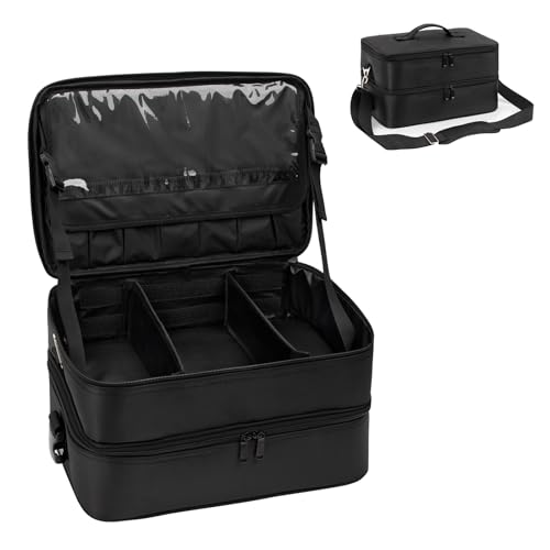 Extra Großer Kosmetikkoffer, Professionelle Make-up-Künstler Reisetasche, Doppelschicht Make-up Reisekoffer Veranstalter für Nagel Techniker Friseur Handwerker mit 2 Abnehmbarer Tasche & Schultergurt Extra Großer Kosmetikkoffer, Professionelle Make-up-Künstler Reisetasche, Doppelschicht Make-up Reisekoffer Veranstalter für Nagel Techniker Friseur Handwerker mit 2 Abnehmbarer Tasche & Schultergurt von Relavel