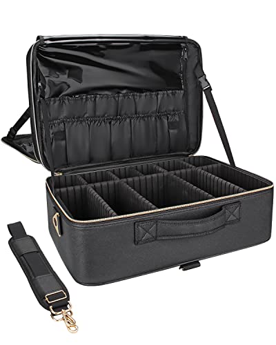 Relavel Extra Große Makeup Tasche Leder Reise Makeup Zug Tasche Professionelle Makeup Künstler-Tasche Tragbare Nagel-Organizer Box Kosmetikkoffer mit Verstellbaren Trennwänden Befestigung am Trolley Relavel Extra Große Makeup Tasche Leder Reise Makeup Zug Tasche Professionelle Makeup Künstler-Tasche Tragbare Nagel-Organizer Box Kosmetikkoffer mit Verstellbaren Trennwänden Befestigung am Trolley von Relavel