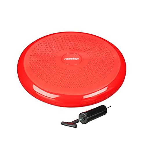 3 x Balance Kissen, 140 kg Maximalgewicht, Balance Pad mit Luftpumpe, Ballsitzkissen mit Noppen, Fitness Kissen, rot 3 x Balance Kissen, 140 kg Maximalgewicht, Balance Pad mit Luftpumpe, Ballsitzkissen mit Noppen, Fitness Kissen, rot von Relaxdays