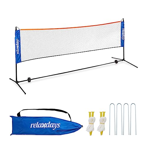 Relaxdays Badminton Netz, höhenverstellbar bis 225 cm, Tennisnetz mit Ständer, mit Tragetasche, Spielnetz, schwarz/blau Relaxdays Badminton Netz, höhenverstellbar bis 225 cm, Tennisnetz mit Ständer, mit Tragetasche, Spielnetz, schwarz/blau von Relaxdays