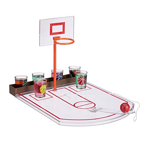 Relaxdays Basketball, transparent Trinkspiel, lustig, 6 Glas Shotgläser, Korb + Ball, Partyspiel HxBxT 22,5 x 24 x 44 cm, Standard Relaxdays Basketball, transparent Trinkspiel, lustig, 6 Glas Shotgläser, Korb + Ball, Partyspiel HxBxT 22,5 x 24 x 44 cm, Standard von Relaxdays