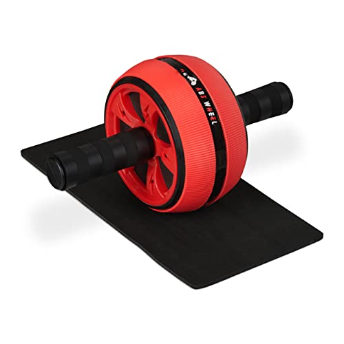 Relaxdays Bauchroller, Bauchtrainer für Zuhause, Damen & Herren, rutschfest, Fitnessrolle mit Kniematte, schwarz/rot Relaxdays Bauchroller, Bauchtrainer für Zuhause, Damen & Herren, rutschfest, Fitnessrolle mit Kniematte, schwarz/rot von Relaxdays