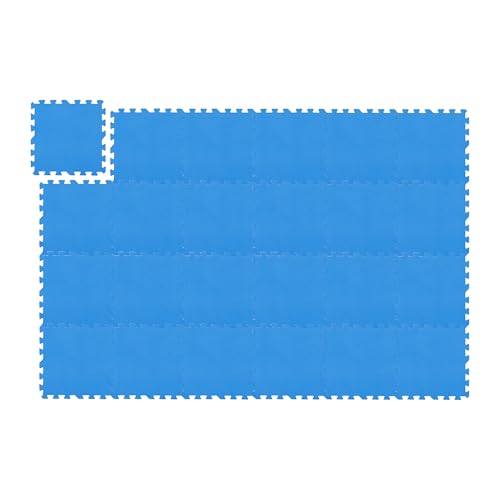 Relaxdays Bodenmatte Set, 24 Schmutzmatten für Fitness & Fitnessgeräte, EVA, BPA-frei, Fläche 2,1 m², BxT 30x30 cm, blau von Relaxdays