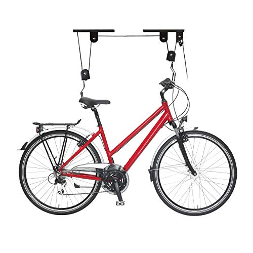 Relaxdays Fahrradlift, bis 20 kg, max. Deckenhöhe 4 m, Fahrrad Deckenhalterung mit Flaschenzug, Garage, Keller, schwarz von Relaxdays