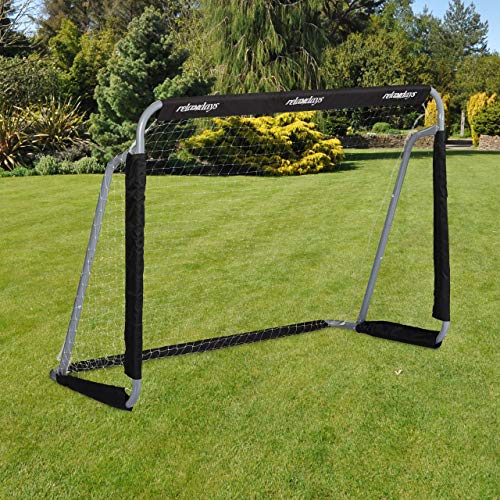 Relaxdays Fußballtor, Profi Soccertor für Kinder & Erwachsene, mit Tornetz, für Garten, HBT 110x150x75cm, grau/schwarz von Relaxdays