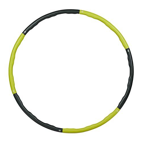 Relaxdays Hula Hoop Reifen, 98cm Ø, Fitnessreifen für Erwachsene, 1,2kg, zum Abnehmen, Bauchtraining, Massage, gelb/grau von Relaxdays