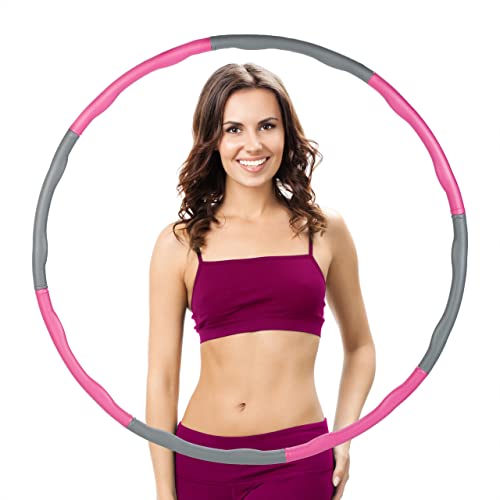 Relaxdays Hula Hoop Reifen, Ø 95cm, Fitnessreifen für Erwachsene, sanfte Massage, zum Abnehmen, Bauchtraining, pink/grau, Kunststoff von Relaxdays