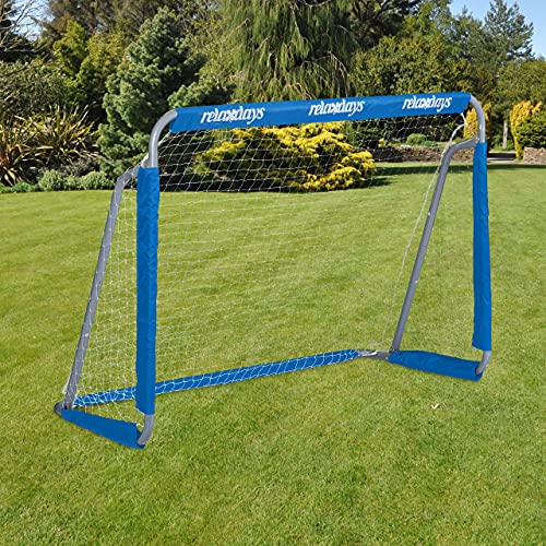 Relaxdays Jungen Fußballtor Relaxdays Fu balltor für Garten Tor Kinder Erwachsene Metall mit Tornetz HBT 110 x 15, grau/blau, 1 St ck EU von Relaxdays