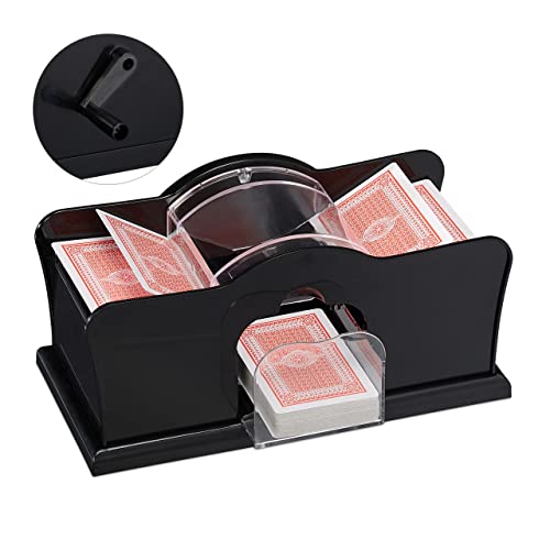 Relaxdays Kartenmischmaschine, 2 Decks, mit Kurbel, manuelles Mischgerät für Spielkarten mit der Größe 9 x 6.5 cm, Kunststoff, schwarz, 1 Stück Relaxdays Kartenmischmaschine, 2 Decks, mit Kurbel, manuelles Mischgerät für Spielkarten mit der Größe 9 x 6.5 cm, Kunststoff, schwarz, 1 Stück von Relaxdays