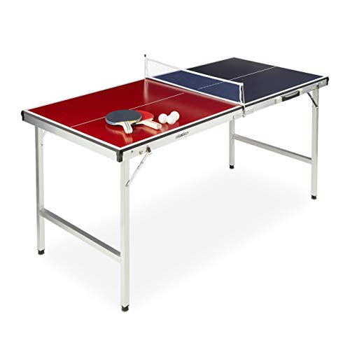 Relaxdays Klappbare Tischtennisplatte, tragbar, Netz, 2 Schläger, 3 Bälle, Alu, MDF, HBT: 67,5 x 151 x 67,5 cm, blau/rot Relaxdays Klappbare Tischtennisplatte, tragbar, Netz, 2 Schläger, 3 Bälle, Alu, MDF, HBT: 67,5 x 151 x 67,5 cm, blau/rot von Relaxdays