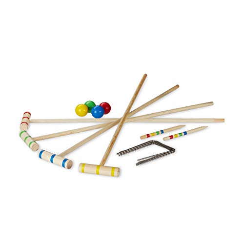 Relaxdays Krocket Spiel, 4 Spieler Kinder Erwachsene Komplettset mit Tasche Croquet Set Holz S, natur, EU von Relaxdays