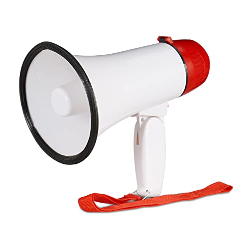 Relaxdays Megafon Stadion, Bullhorn mit klappbarem Griff und Schlaufe, lustiger Ole Sound, Megaphon, 10 Watt, rot/weiß Relaxdays Megafon Stadion, Bullhorn mit klappbarem Griff und Schlaufe, lustiger Ole Sound, Megaphon, 10 Watt, rot/weiß von Relaxdays