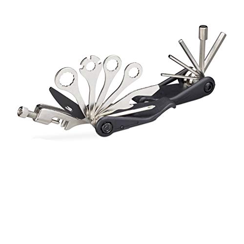 Relaxdays Multitool Fahrrad, 16-teilig, Set mit Ringratschenschlüssel, Reifenheber uvm., Multifunktionswerkzeug, schwarz Relaxdays Multitool Fahrrad, 16-teilig, Set mit Ringratschenschlüssel, Reifenheber uvm., Multifunktionswerkzeug, schwarz von Relaxdays