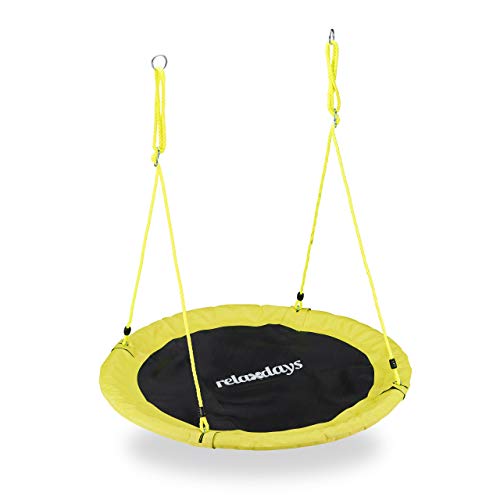 Relaxdays Unisex – Erwachsene, gelb Nestschaukel, Outdoor Schaukel für Kinder, Ø 110 cm, bis 100 kg, rund, Tellerschaukel, H x D: ca. 5 x 110 cm Relaxdays Unisex – Erwachsene, gelb Nestschaukel, Outdoor Schaukel für Kinder, Ø 110 cm, bis 100 kg, rund, Tellerschaukel, H x D: ca. 5 x 110 cm von Relaxdays