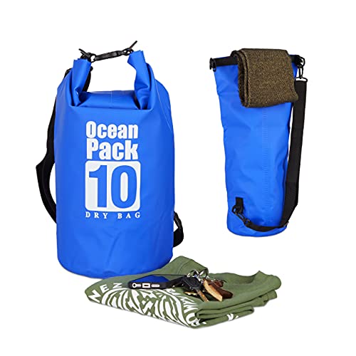 Relaxdays Ocean Pack 10 L, wasserdichter Dry Bag, ultraleichter Trockensack für Kajak, Segeln, Rafting, Skifahren, blau Relaxdays Ocean Pack 10 L, wasserdichter Dry Bag, ultraleichter Trockensack für Kajak, Segeln, Rafting, Skifahren, blau von Relaxdays