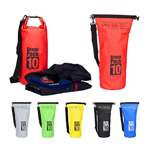 Relaxdays Ocean Pack 10 L, wasserdichter Dry Bag, ultraleichter Trockensack für Kajak, Segeln, Rafting, Skifahren, rot Relaxdays Ocean Pack 10 L, wasserdichter Dry Bag, ultraleichter Trockensack für Kajak, Segeln, Rafting, Skifahren, rot von Relaxdays