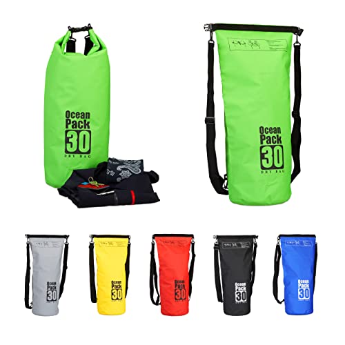 Relaxdays Ocean Pack 30 L, wasserabweisender Dry Bag für Wertsachen, leichter Trockensack für Outdoor Sport, grün von Relaxdays