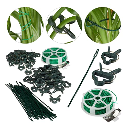 Relaxdays Pflanzenhalter, grün Set 110-teilig, stabile Pflanzenclips, Bindedraht mit Cutter, Rankhilfe Rosen, Tomaten, 110er Pack Relaxdays Pflanzenhalter, grün Set 110-teilig, stabile Pflanzenclips, Bindedraht mit Cutter, Rankhilfe Rosen, Tomaten, 110er Pack von Relaxdays