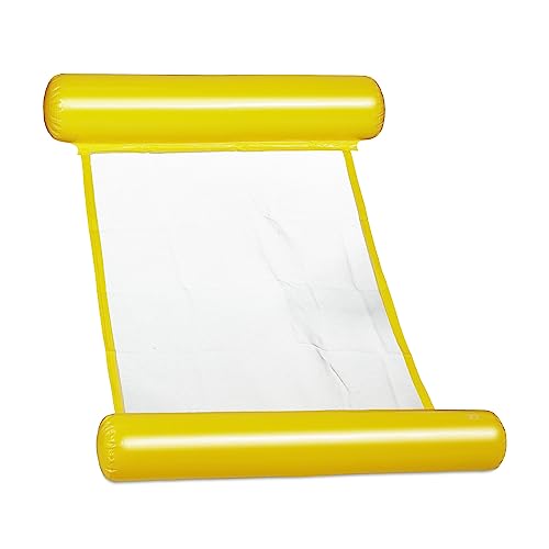 Relaxdays Schwimmhängematte, Pool Luftmatratze mit Netz, 100 kg, für Erwachsene, aufblasbare Wasserhängematte, gelb von Relaxdays