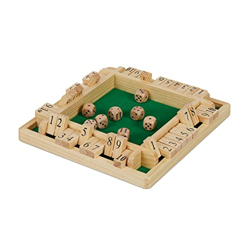 Relaxdays Shut The Box 10er, Reisespiel für 2 bis 4 Spieler, Spielbrett mit 8 Würfeln, Klappenspiel, Holz, natur/grün Relaxdays Shut The Box 10er, Reisespiel für 2 bis 4 Spieler, Spielbrett mit 8 Würfeln, Klappenspiel, Holz, natur/grün von Relaxdays
