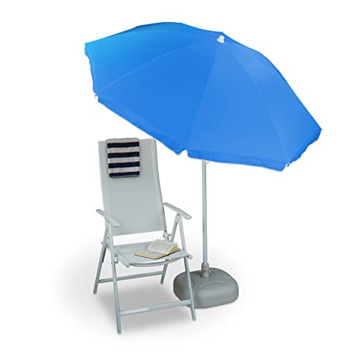 Relaxdays Sonnenschirm, Ø 180 cm, höhenverstellbar, kippbar, Balkonschirm, rund, Polyester, Stahl, Strandschirm, blau Relaxdays Sonnenschirm, Ø 180 cm, höhenverstellbar, kippbar, Balkonschirm, rund, Polyester, Stahl, Strandschirm, blau von Relaxdays