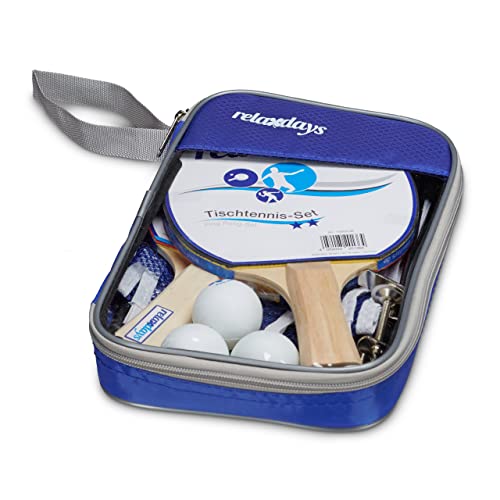 Relaxdays Tischtennis-Set Tasche, 2 Holzkellen, 3 Tischtennisbälle, Ping Pong Netz HxBxT: ca. 14 x 150 x 1,7 cm, blau, 1 Stück Relaxdays Tischtennis-Set Tasche, 2 Holzkellen, 3 Tischtennisbälle, Ping Pong Netz HxBxT: ca. 14 x 150 x 1,7 cm, blau, 1 Stück von Relaxdays