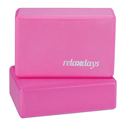 Relaxdays Unisex – Erwachsene Yogablock im 2er Set, Klötze Übungen, Hartschaum, rutschfest, Yoga-Würfel HBT 8x23x15 cm, pink f von Relaxdays