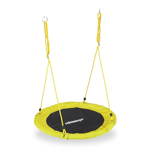 Relaxdays Unisex – Erwachsene, gelb Nestschaukel, rund, für Kinder & Erwachsene, verstellbar, Ø 90 cm, Garten Tellerschaukel, bis 100 kg, H x D: ca. 5 x 90 cm Relaxdays Unisex – Erwachsene, gelb Nestschaukel, rund, für Kinder & Erwachsene, verstellbar, Ø 90 cm, Garten Tellerschaukel, bis 100 kg, H x D: ca. 5 x 90 cm von Relaxdays