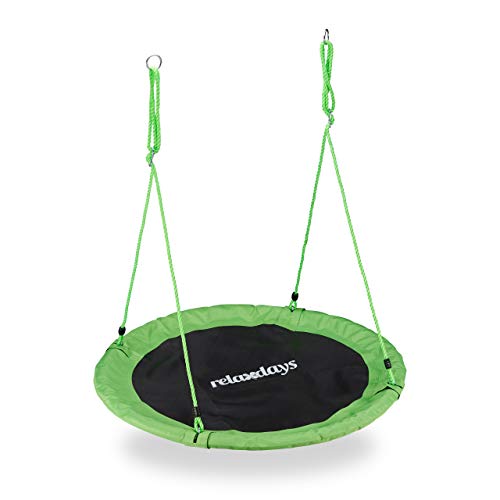 Relaxdays Unisex – Erwachsene, grün Nestschaukel, Outdoor Schaukel für Kinder, Ø 110 cm, bis 100 kg, rund, Tellerschaukel, H x D: ca. 5 x 110 cm Relaxdays Unisex – Erwachsene, grün Nestschaukel, Outdoor Schaukel für Kinder, Ø 110 cm, bis 100 kg, rund, Tellerschaukel, H x D: ca. 5 x 110 cm von Relaxdays