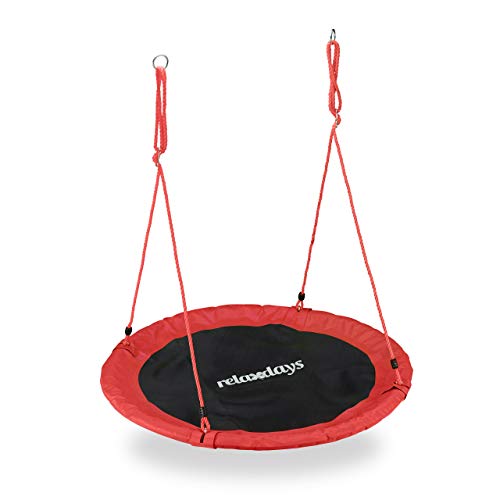 Relaxdays Unisex – Erwachsene, rot Nestschaukel, Outdoor Schaukel für Kinder, Ø 110 cm, bis 100 kg, rund, Garten Tellerschaukel, H x D: ca. 5 x 110 cm Relaxdays Unisex – Erwachsene, rot Nestschaukel, Outdoor Schaukel für Kinder, Ø 110 cm, bis 100 kg, rund, Garten Tellerschaukel, H x D: ca. 5 x 110 cm von Relaxdays