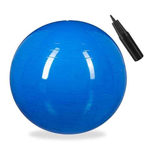 Relaxdays Gymnastikball, Fitnessball Yoga & Pilates, Sitzball Büro, Balance Ball inklusive Luftpumpe, Ø 65 cm, blau Relaxdays Gymnastikball, Fitnessball Yoga & Pilates, Sitzball Büro, Balance Ball inklusive Luftpumpe, Ø 65 cm, blau von Relaxdays