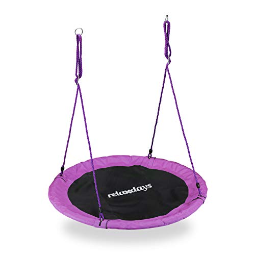 Relaxdays Unisex – Erwachsene, lila Nestschaukel, Outdoor Schaukel für Kinder & Erwachsene, Ø 110 cm, bis 100 kg, rund, Tellerschaukel, H x D: ca. 5 x 110 cm, Violett Relaxdays Unisex – Erwachsene, lila Nestschaukel, Outdoor Schaukel für Kinder & Erwachsene, Ø 110 cm, bis 100 kg, rund, Tellerschaukel, H x D: ca. 5 x 110 cm, Violett von Relaxdays